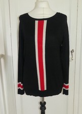 WALLIS Petite Black & Red Stripe Light Jumper Size 14 Petite