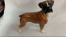 Vintage Coopercraft Boxer Dog Figurine Made in England Brown White Glossy
