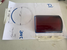 BRITISH RAILWAY LAMP LARGE RED CURVED GLASS 4.90" TALL 3.62" ACROSS FLAT  (D)