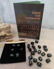 Black jasper crystal rune - black,