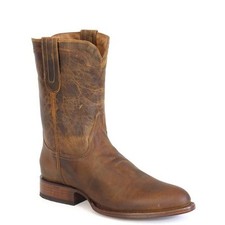 Men's Stetson Cash Roper Boots Round Toe Handcrafted Tan