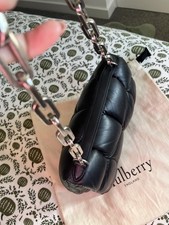 Mulberry Softie Black Leather Shoulder Bag silver hardware with dustbag 