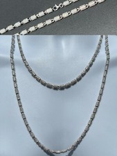 Men Barrel Chain Real Solid 925 Silver Iced Flooded Out CZ Hip Hop Necklace