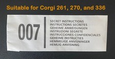 Corgi Toys 261 Envelope for Secret Instructions & Badge James Bond Aston Martin