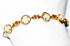 Opal Gold Bracelet & Mandarin Garnet Solid 9ct Gold  7" - 8" Adjustable Bracelet