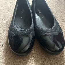 Gabor Black Suede Quilted Flat