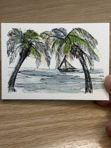Aceo original watercolor and - original,