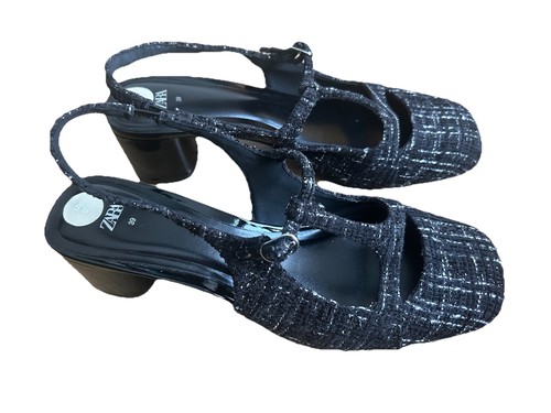 Zara slingback shoes uk6 black - zara,