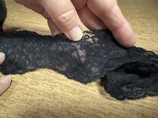 Stretch Lace Edging Trim Fabric, Per Metre- Scalloped Selvedges - Floral - Black