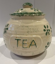 Vintage Ceramic Tea Caddy by Presingoll Pottery, Cornwall