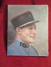 1923 French Military  Officer Oil Painting Portrait On Canvas CAVALRY