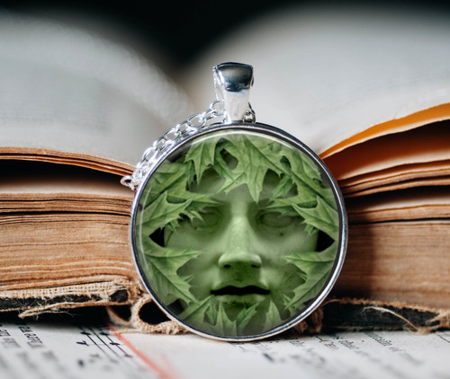 Green man pendant - man,