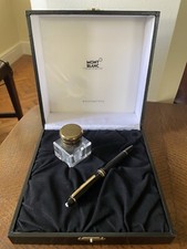 Mont Blanc Meisterstuck 146 Gold Fountain Pen, Presentation Box & Glass Inkwell