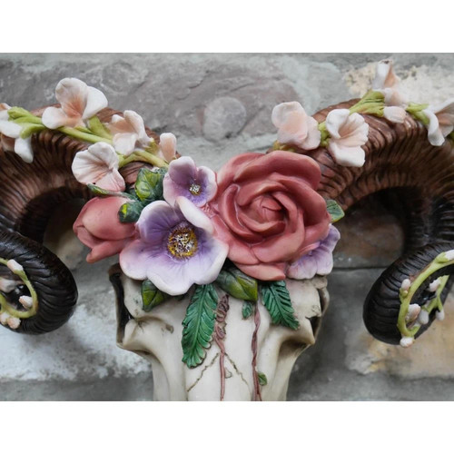 Flower ram skull wall - ram,