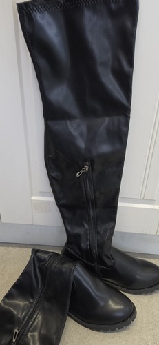 Black faux leather thigh - faux,