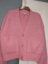 BNWOT: Chunky ribbed  V neck oversized cardigan from Next: Size: SMALL(P): PINK