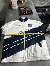 vintage diadora Italy Track Top Jacket White Blue Large Retro Italia 80s 90s