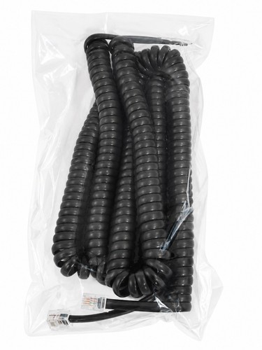 Black coiled telephone handset - coiled,