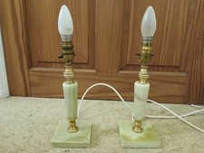 Pair of green marble and gold