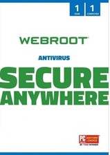 Webroot Secure Anywhere Antivirus 2025, 1 Device, 1 Year for PC | Mac