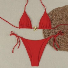 Women Solid Color Bikini