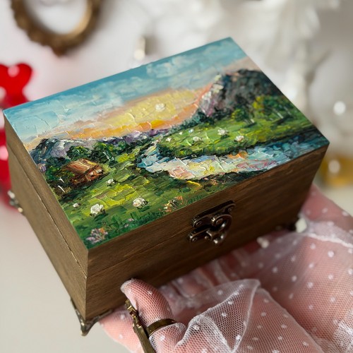 Landscape hand painted wooden - landscape, hand-painted