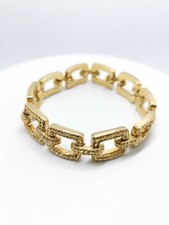 Vintage Monet Signed Gold Tone Basket Weave Bracelet