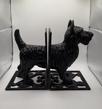 Pair of Vintage Cast Iron West Highland Terrier Black Bookends