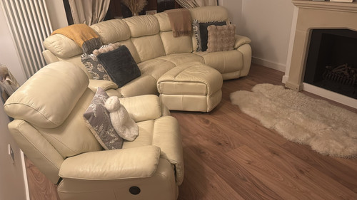 Cream leather corner - cream, recliner