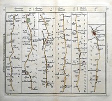 LANCASHIRE CUMBERLAND ROAD MAP BY CARINGTON BOWLES c1782 GENUINE ANTIQUE