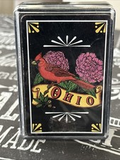 Vintage Playing Cards OHIO THE BUCKEYE STATE CARDINEL BIRD deck souvenir Cased