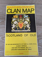 Vintage Bartholomew Clan Map of Scotland - 100cm x 77cm - Paper - Used Good