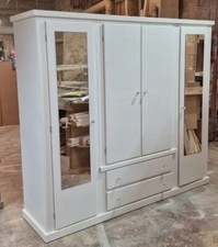 HANDMADE AYLESBURY (WHITE+CRYSTAL HANDLES) QUAD WARDROBE 2 MIRROR MADE IN 4 PART