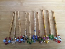 10 Wood Lace Making  Bobbins With Spangles # 8