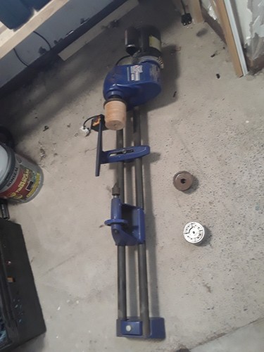 Woodturning lathe.