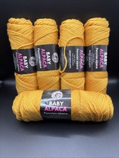 5 X 100 Grams Of Chunky Alpaca Wool Yarn,95% Alpaca 5% Polyester Ochre Mustard