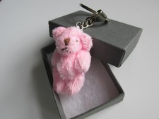 Pink Soft Fluffy Teddy Bear Handmade Keyring Charm - Boxed Gift Mum Sister Nan