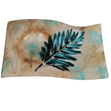 Turquoise Fern Leaf Tealight or Ball Candle Holder Plate Shudehill Birthday Gift