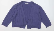 Womens Purple V-Neck Polka Dot Cotton Blend Cardigan Size 12