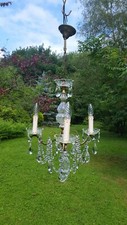 Very Pretty and unusual vintage French 1950’s  3 arm brass chandelier (S141)