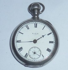 ANTIQUE SILVER ELGIN GENTS POCKET WATCH 1916 15JEWELS 116.8G 18s