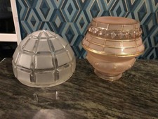 TWO ART DECO GLASS CEILING