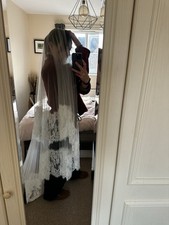 Silk Mantilla Lace Wedding Veil - Perfect Condition, Never Used