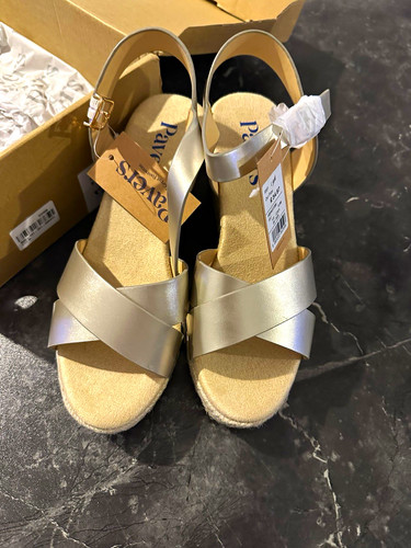 Pavers gold strappy wedge - pavers,