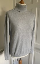 ESPRIT LIGHT GREY POLO ROLL NECK JUMPER COTTON/CASHMERE SIZE M (FITS  12)