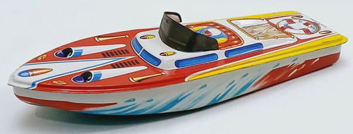Vintage tin toy speed boat - vintage,