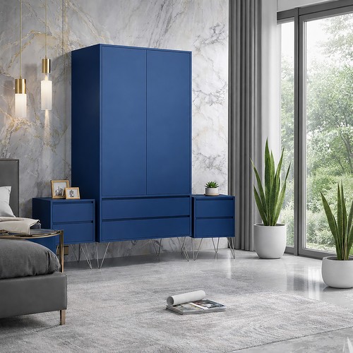 Navy blue piece bedroom - blue, 3-piece