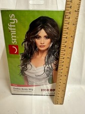 Smiffys 35828 Gothic Bride Wig Ladies Halloween Streaked Black/Grey Worn Once*