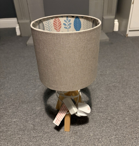 Wood tripod table lamp grey - tripod,