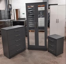 New GREY 2 Doors Wardrobe With
